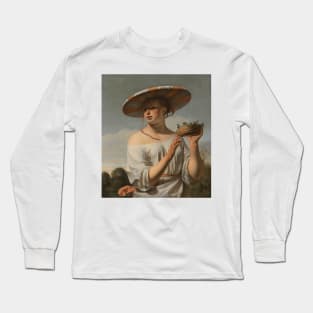 Girl in a Large Hat by Caesar van Everdingen Long Sleeve T-Shirt